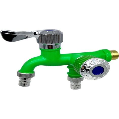 Irovami Robinet de machine à laver multifonction à 4 jets et double tête en plastique, nouveau robinet à double usage, avec deux protections solaires, résistant au gel et à la chaleur (1/5)