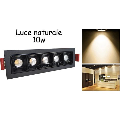 Faretto led ad incasso rettangolare 10w luce naturale soffitto da interno nero (1/5)