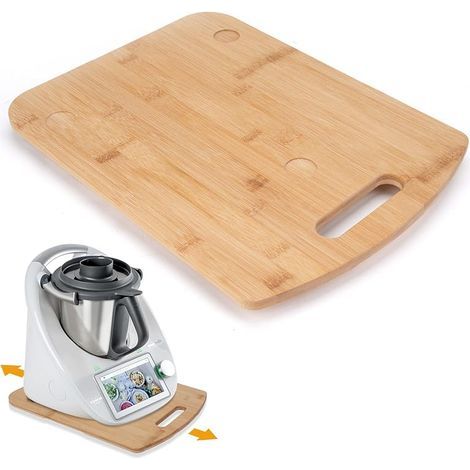 Planche compatible avec Thermomix TM6/TM5, glissière coulissante en bois pour Thermomix avec roulettes, support de plateau en bambou avec poignée pour Thermomix, déplacement rapide et sûr (1/4)