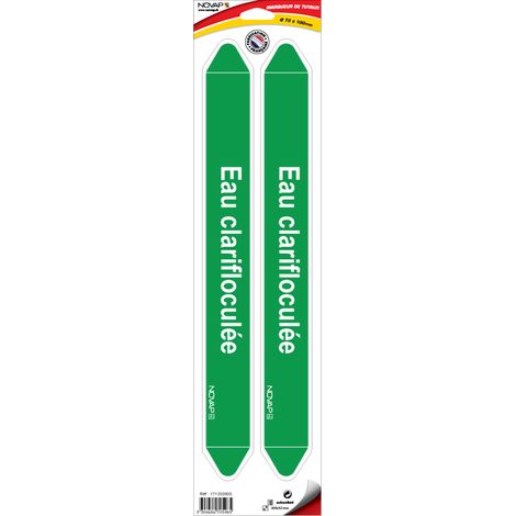 Planche de 2 marqueurs de tuyauterie 450 x 52 mm pour Ø 70 à 100 mm - Eau clarifloculée - 4705965