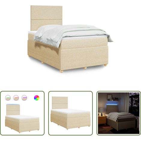 Matelas à ressorts ensachés - Sommier à lattes de lit avec matelas crème 120x190 cm tissu (1/5)