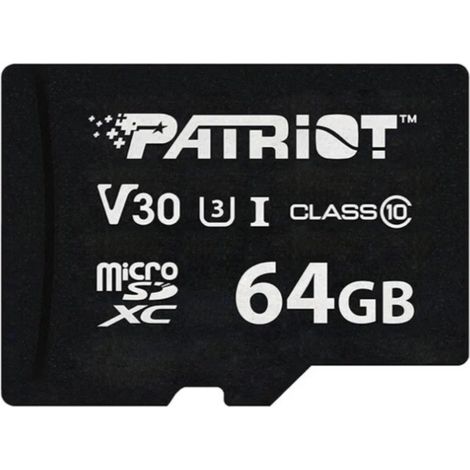 Patriot VX Series 64GB MicroSDXC V30 Class 10 UHS-I U3 4K UHD Memory Card PSF64GVX31MCX