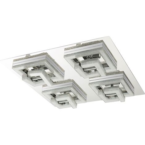 Plafoniera a LED Cristalli Plafoniera in cristallo Plafoniera cromata cromo soggiorno, LED 36W 2348Lm bianco caldo, HxLxP 9x48x48 cm
