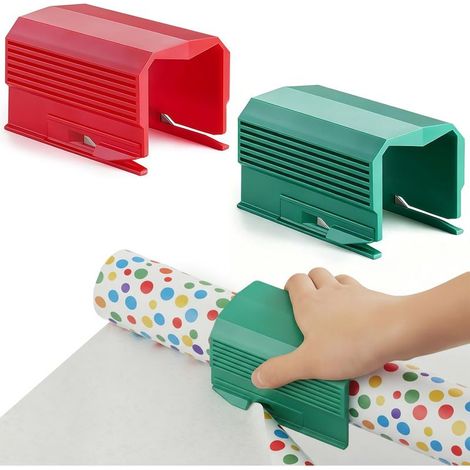 2PCS Coupe Papier Cadeau, Decoupe Papier Cadeau, Coupe Papier Rouleau Coulissant pour Papier d’Emballage de Noël, Anniversaire, Festival et Bricolage (1/5)