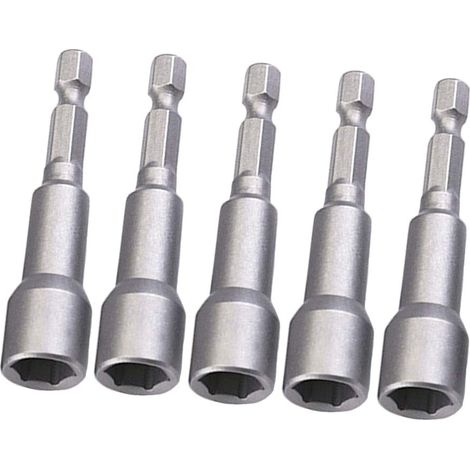 Lot de 5 clés à douille 8 mm avec aimant - Pour tige hexagonale 1/4" - Rainure de changement rapide pour perceuse-visseuse (1/5)