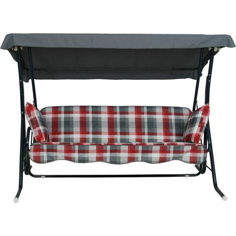 GO-DE Hollywood-Auflage 4-tlg. 50 cm x 180 cm x 8 cm, rot, karo rot Sitzpolster (1/3)