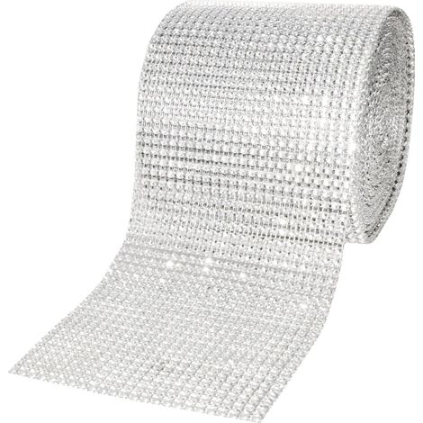 Ruban argenté orné de zircons, 12 cm / 9 m