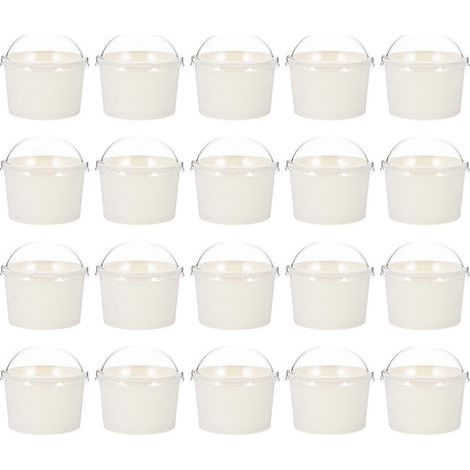 50 Sets Einweg-Joghurtschalen, Papiereisbecher und Kuchenschalen mit Deckel – 7,5 x 7,5 x 7,5 cm – Weiß (1/4)