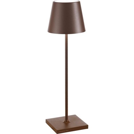 Zafferano Lampada a led da tavolo Poldina Pro Corten ricaricabile e dimmerabile con batteria fino a 12 ore. Da uso esterno IP65