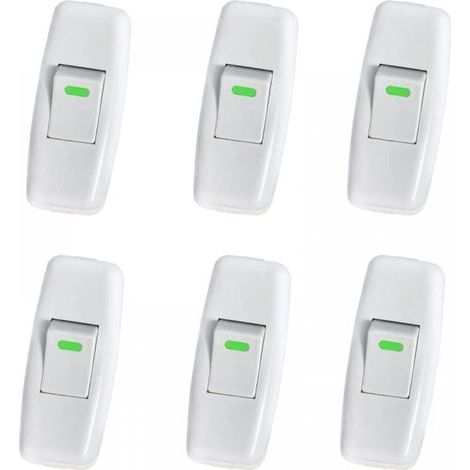 (6 Pack) Lamp Switch, Torpedo Switch, Inline Cord Switch, Bedside Lamp Switch, Inline Rocker Switch for Bedside Table Lamp, On/Off Button Replacement (1/5)