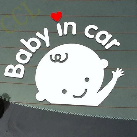 2 weiße Babyaufkleber „Baby im Auto“ [NX]