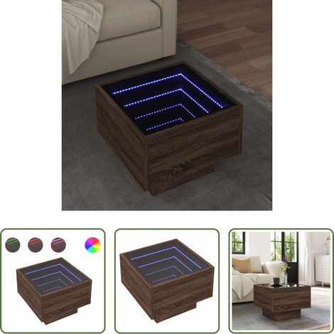 Beistelltisch Holz -  Beistelltisch mit LED Braun Eichen-Optik 40x40x30 cm (1/5)