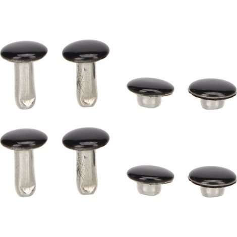 Lot de 500 Rivets en Cuir 6x8mm, Processus de Placage Antirouille, Haute Dureté en Fer, Rivets Double Face pour Chapeaux et Sacs, Noir Brillant (1/5)