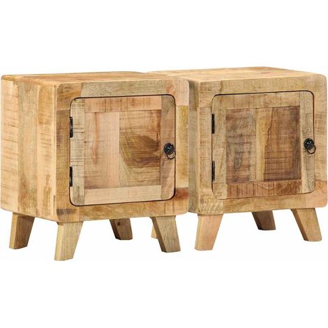 Nachttisch 2 Stk. 40x32x46 cm Raues Massivholz Mango