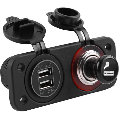Prise allume-cigare 12V/24V adaptateur double USB 4.2A chargeur rapide pour voiture camping-car bateau bus (1/5)