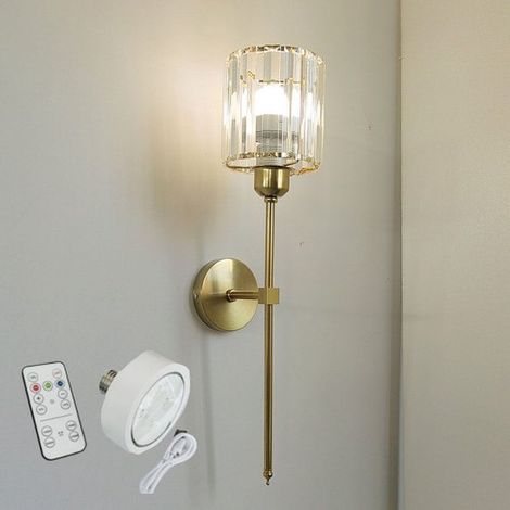 1er-Pack，transparente goldene Wandleuchte，Kristallwandleuchte mit Fernbedienung，wiederaufladbarer Dreifarben-Lichtquelle