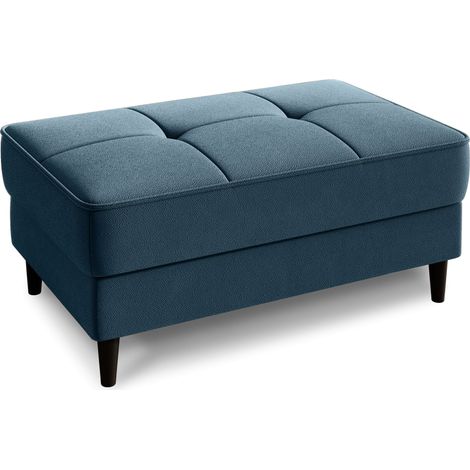 Pouf avec rangement en tissu BOZA-Bleu canard (1/5)