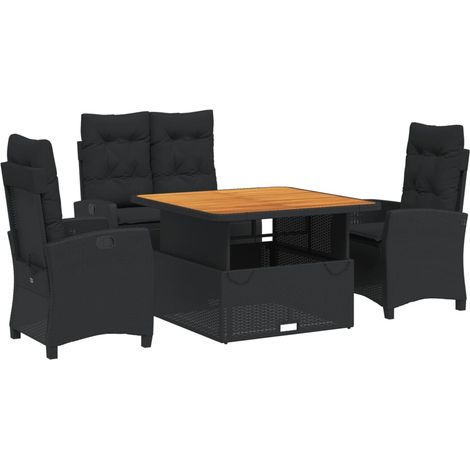 Maison Exclusive - 4-tlg. Garten-Essgruppe mit Kissen Schwarz Pol
