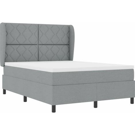 Cama tipo Box Spring con colchón Gris claro 160 x 200 cm tela (1/5)