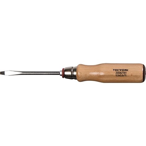 Tournevis B.7mm L.125mm Manche Bois Rondelle 6 pans TECWERK (1/3)