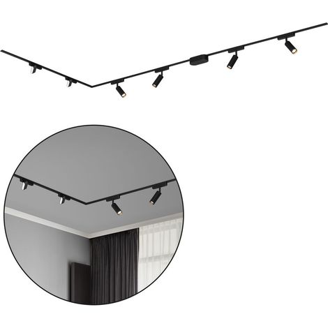 Briloner Luxtrail Système de rail, set complet, 4x LED Spots, 2x LED Tracklight, orientable, blanc chaud, noir, 3m
