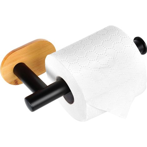 Porta carta igienica acciaio nero e bambu 17 cm