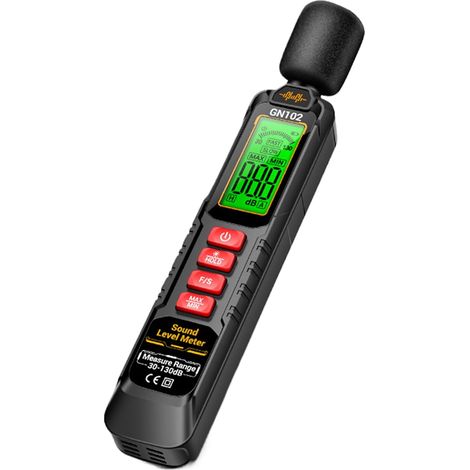 DB Meter, Noise Decibel Reader, Measurement Device, A-Weighted Range 30-130dB with Backlit LCD Display, Data Hold Digital High-Precision Detector for Noisy Neighbor Classroom Use (1/5)