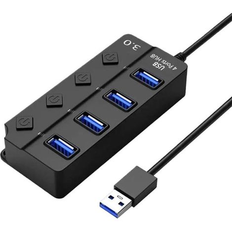 Hub USB 3.0 4 ports avec interrupteur et câble extension 3m haute vitesse (1/4)
