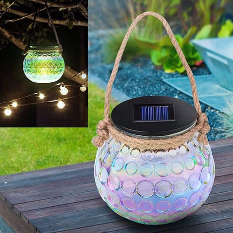 Lanterne solaire en verre, lampe solaire de table décorative IP65 (1/5)