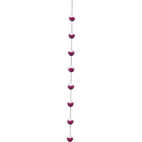 Chaînes de pluie en fer 225 cm, 8 tasses à roses décoratives résistantes aux intempéries, finition galvanisée pour jardin terrasse extérieur (1/4)