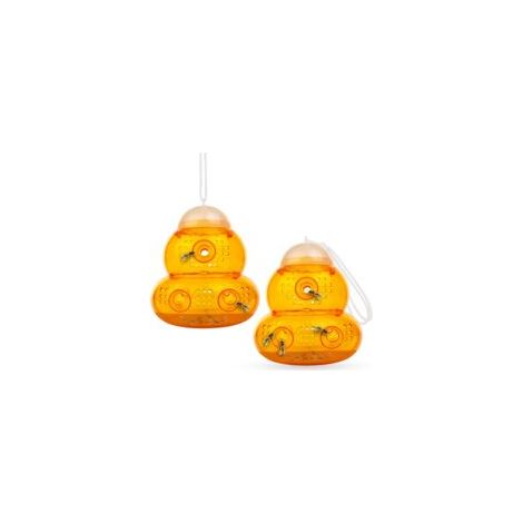Trampa colgante para avispas y avispones (paquete de 2) - Solución natural para el control de avispas, trampa para insectos para uso en interiores y exteriores (naranja)