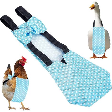 Windeln für Entenküken und Hühner, wiederverwendbar, verstellbar, waschbar, wasserdicht, blau gepunktet, Polyester mit Fliege. Geeignet für Hühner und Hähne im Innenbereich, 24 x 11 x 1,2 cm (1/5)