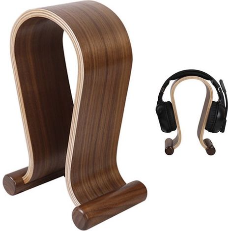 Kopfhörerständer aus Holz, universelle Halterung für Over-Ear-Kopfhörer, stabil und dekorativ, Kopfhörerhalter für Büro, Studio, Zuhause, Walnuss (1/4)