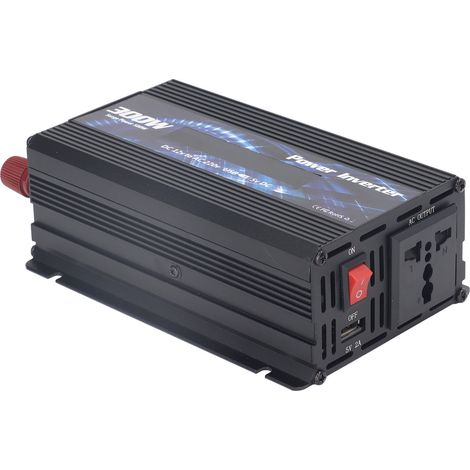 Convertisseur 300W 12V vers 220V Prise Allume-Cigare, Onduleur Voiture avec Port USB 2.0A, Ventilateur de Refroidissement et Écran LCD Noir (1/5)