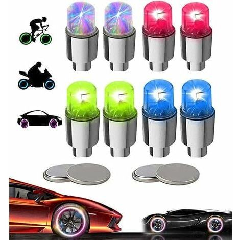 Set mit 8 Kartokner LED-Ventilkappen für Fahrrad, Motorrad oder Auto mit 10 Ersatzbatterien (mehrfarbig) (1/5)