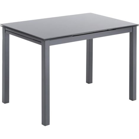 Küchentisch mit ausziehbarer Glasplatte 110-170x76cm Cleve - Grau