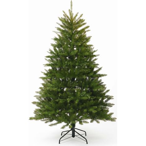 Sapin de Noël Artificiel Nordmann Réaliste en PVC – Ignifuge, Décoration Dense, Facile à Monter avec Socle en Bois Naturel – 6 Pieds (1/5)