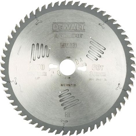 DEWALT EXTREME WORKSHOP Hoja de Sierra Circular 250 mm x 30 mm 60T, DT4351-QZ
