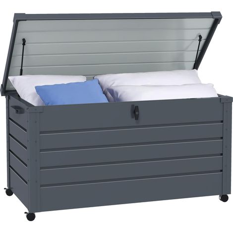 Coffre de jardin en métal 311 l avec poignées et roulettes et serrure étanche verrouillable - Boîte de rangement pour coussins d'extérieur - Boîte de rangement pour jardin, balcon - 120 x 62 (1/5)