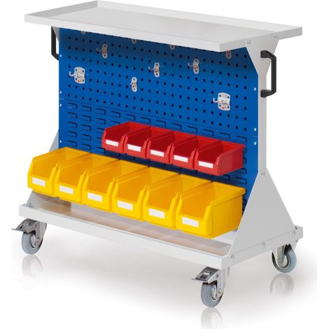 Kappes RasterMobil® Größe 2 - 1000x930x500mm - 2x Lochplatte 2x Schlitzplatte - Auflageboden aus Stahlblech - enzianblau