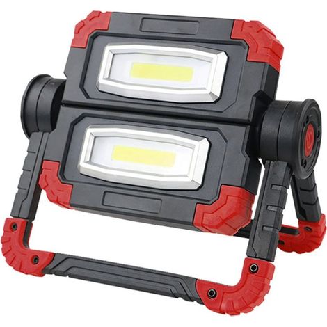 2×10W Projecteur Led Rechargeable Pliable Projecteur Chantier Lampe de Travail Portable LED Batterie pour Camping,Chantier de Construction,Urgence (rouge) (1/4)