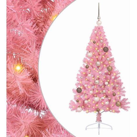 Sapin de Noël，Arbre de Noël artificiel pré-éclairé Rose 150 cm PVC CFW23354 (1/5)