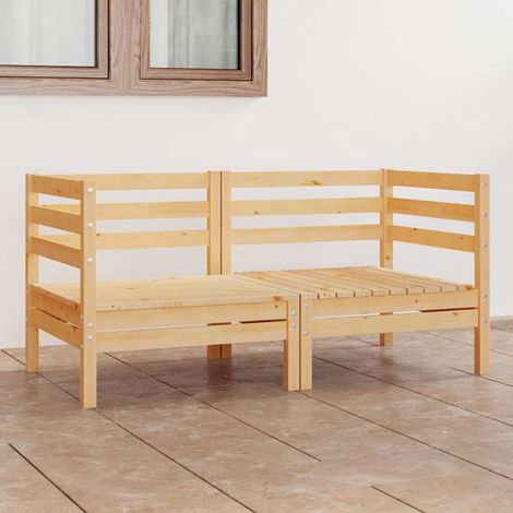 vidaXL Sofá de jardín 2 plazas madera maciza pino (1/4)