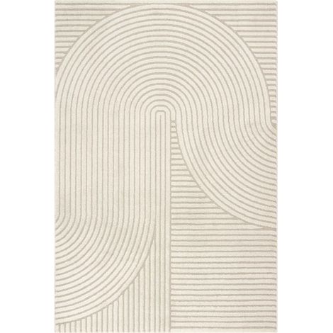 Tapis salon et chambre 80x150 beige rectangle tissé motif simple LYN9 B