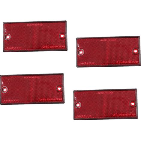 Catadioptre rectangulaire 105x48 mm rouge 2 trous (Lot de 4 )