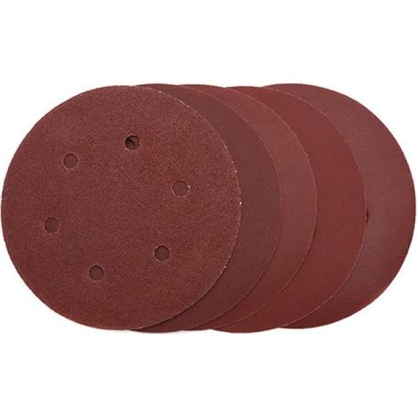 Disque de ponçage rond 50 x 6 pouces à 6 trous – papier de verre – feuilles de ponçage adhésives auto-agrippantes – grain 40 – diamètre 150 mm