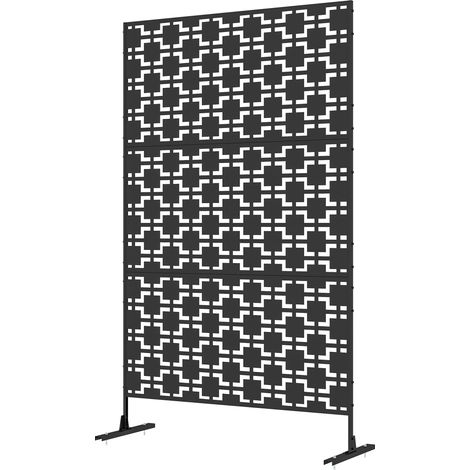 noir 122 x 45 x 198 cm, métal, paravent extérieur motif géométrique ajouré, Panneau brise-vue HaMi (1/5)