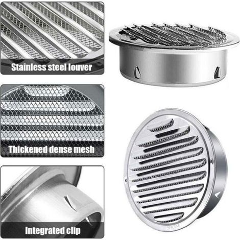 Grille De Ventilation - Acier Inoxydable - 120 Mm - Ronde - Filet Anti-insectes - Murale Ou Plafond (1/4)
