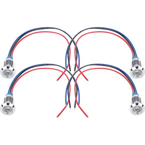 4 jeux de LED rondes précâblées en métal étanches, indicateur bicolore à cathode commune, 10 mm, 1224 V (rouge et bleu) (1/5)
