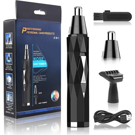 Nasen- und Ohrhaartrimmer, 3-in-1 USB-wiederaufladbarer Elektrorasierer, schmerzfreier und professioneller Augenbrauentrimmer für Damen und Herren, Nasentrimmer